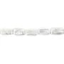 Perle de culture d'eau douce, blanche, baroque rectangle, 10x15mm x 40cm