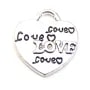 Breloque coeur & love argenté 22x24mm x 1pc