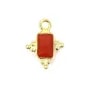 Rectangle Carnelian charm set in 925 sterling silver gilded 10x13mm x 1pc