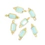 Breloque Calcédoine rectangle serti argent 925 doré à l'or fin 5x13mm x 1pc