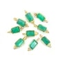 Breloque Agate verte rectangle serti argent 925 doré à l'or fin 5x13mm x 1pc