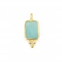 Rectángulo Amazonita encanto conjunto en plata de ley 925 dorado con oro fino 5x13mm x 1pc