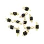 Black Onyx Charm quadratisch facettiert gefasst 925er Silber vergoldet 5x11mm x 1Stk