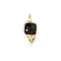 Breloque Onyx noir carré facetté serti argent 925 doré à l'or fin 5x11mm x 1pc