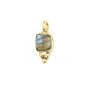 Breloque Pierre de Lune carré facetté serti argent 925 doré à l'or fin 5x11mm x 1pc