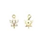 Intercalaire fleur avec zirconium dorée sur laiton 5.3x8.3mm x 2pcs