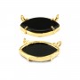 Colgante Ónix Negro Marquesa en Plata de Ley 925 Dorada - 2 Anillos - 13x20mm x 1pc