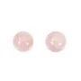 Pink quartz, half drilled, round 10mm x 3pcs