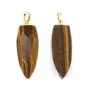 Pendentif d'aventurine, en forme de goutte pointu, serti en métal doré, 15 * 34mm x 1pc
