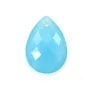 Calcedoine bleue, en forme de goutte facetté 13 * 18mm x 1pc