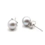Earring  silver 925 grey Freshwater Pearl 6.5-7mm x 2pcs