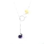 Collier améthyste et nacre jaune chaine en argent 925