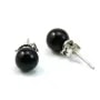 Boucle d'oreille argent 925 agate noir 6mm  x 2pcs 