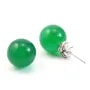 Boucles d'oreilles : agate vert ronde argent 925 10mm x 2pcs 