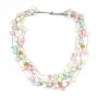 Collier perles d'eau douce blanc bleu rose 5 rangs