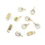 Breloque en forme poire 4x7.5mm  avec zirconium, plaqué par "flash" or sur laiton x 2pcs