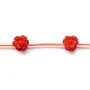 Bambou mer teinte rouge Fleur 8mm x 40cm (18pcs)