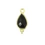 Breloque en Onyx goutte facettée serti argent 925 doré à l'or fin 7x15mm x 1pc