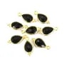 Breloque en Onyx goutte facettée serti argent 925 doré à l'or fin 7x15mm x 1pc