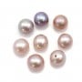 Perle de culture d'eau douce semi-percée, mauve, ronde, 7.5-8mm x 1pc
