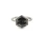 Anel ajustável para cabochão hexagonal de 10 mm - Prata x 1 unidade