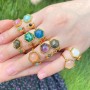 Adjustable ring for hexagon & round cabochon - Silver 925 x 1pc