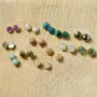 Hexagon cabochon earring 10mm - Gold x 2pcs