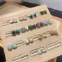 Square faceted Malachite cabochon 9mm x 1pc
