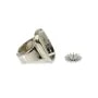 Rectangle & round cabochon ring - Silver plated x 1pc