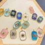 Pendentif support pour cabochon rectangle & rond - Doré x 1pc