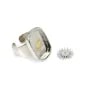 Bague pour cabochon rectangle & rond - Argenté x 1pc