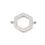 Distanziatore esagonale in strass 10x12 mm - Argento 925 x 1 pz