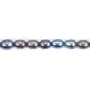 Perles de culture d'eau douce, bleue foncée, olive, 5.5-6mm x 40cm