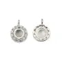 Pave claw set pendant for 4mm cabochon - zirconium oxide & rhodium-plated 925 silver x 1pc