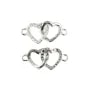 Spacer entwined hearts 9x19mm - zirconium oxide & rhodium-plated 925 silver x 1pc
