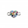 Intercalaire coeur multicolore 5x9.5mm - oxyde de zirconium & Argent 925 rhodié x 1pc