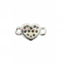 Intercalaire coeur multicolore 5x9.5mm - oxyde de zirconium & Argent 925 rhodié x 1pc