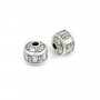 Perle intercalaire mantra tibétain 10x11mm - Argent 999 niellé x 1pc