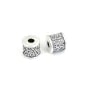 Perle intercalaire tube nuage 9x9.5mm - Argent 999 niellé x 1pc