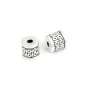 Perle intercalaire tube bonheur 8x8.5mm - Argent 999 niellé x 1pc