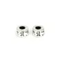 Pearl spacer Tibetan mantra rondelle 3.7x5.5mm - Silver 925 niello x 1pc