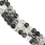 Quarzo rutilo nero rotondo piatto sfaccettato 4mm x 40cm