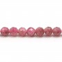 Tourmaline dark pink, in shape of round faceted, measuring 4mm, x 40cm