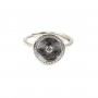 Anillo ajustable para cabujón donut de 10mm - Óxido de circonio - Plateado x 1pc