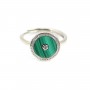 Anillo ajustable para cabujón donut de 10mm - Óxido de circonio - Plateado x 1pc