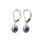 Boucle d'oreille perle d'eau douce noir 8mm x 2pcs