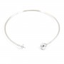 Rhodium 925 sterling silver and zirconium 60mm flexible bangle for half-driled beads x 1pc