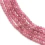 Pink tourmaline, in round faceted shape, 2mm x 39cm