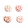 Cabochon Cameo Rosa Concha flor redonda 8mm x 1pc