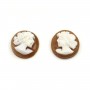 Cabochon Cameo Conch sardoine round lady 10mm x 2pcs